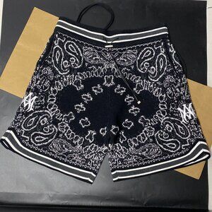 Amiri Black Bandana Jacquard Shorts Mens M